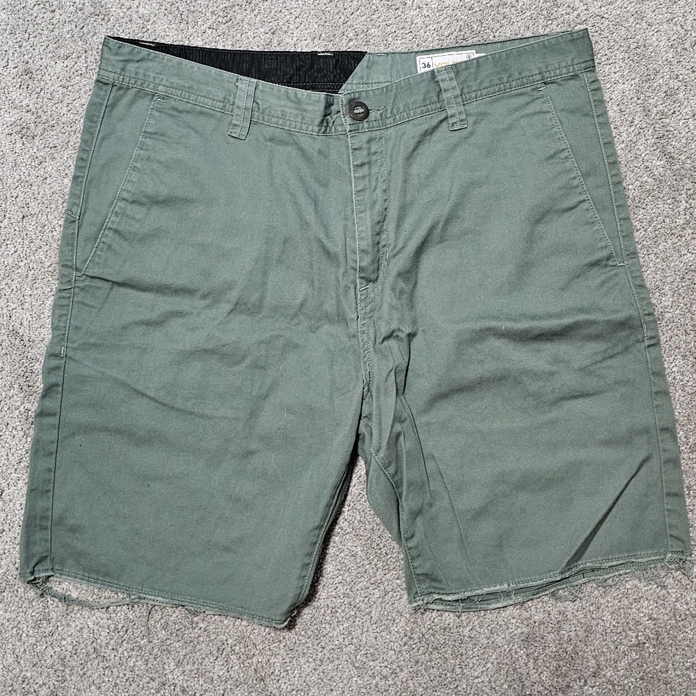 Volcom Green Flat Front Shorts Casual Style
